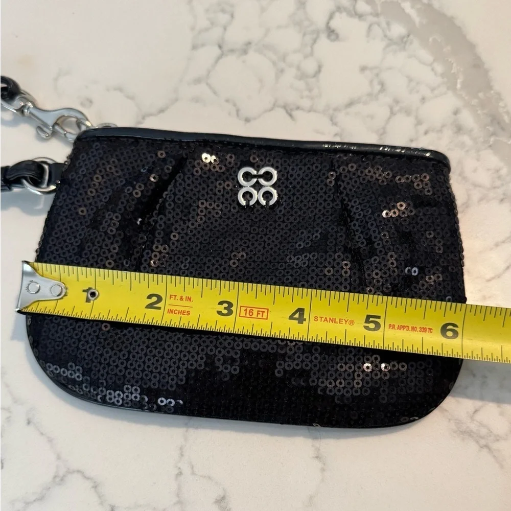 Coach Y2K Black Sequin Wristlet with Silver Accent